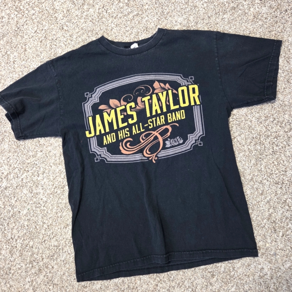 James Taylor Adult Black 2014 Tisbury‎ Tour T-Shirt Size M Double Sided